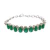 925 sterling silver adjustable bracelet with oval-cut green onyx gemstones