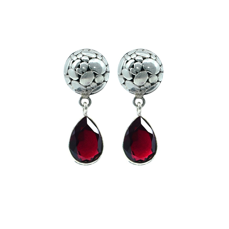 925 sterling silver garnet drop earrings