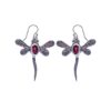 925 sterling silver dragonfly earrings with oval garnet gemstone