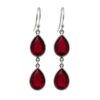 925 sterling silver double teardrop dangle earrings with faceted red garnet gemstones