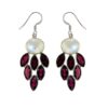925 sterling silver dangle earrings with moonstone and garnet gemstones