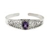 925 sterling silver engraved cuff bracelet with oval amethyst gemstone