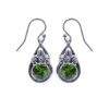925 sterling silver teardrop earrings with round peridot gemstone