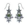 925 sterling silver leaf design dangle earrings with round green peridot gemstone