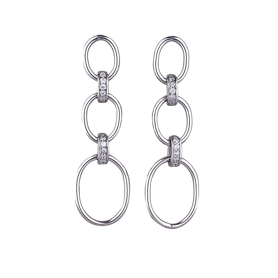 925 sterling silver oval link cubic zirconia earrings