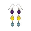 925 sterling silver dangle earrings with amethyst, citrine, and blue topaz gemstones