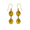 Gold-plated double oval citrine drop earrings