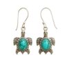 925 sterling silver turtle dangle earrings with turquoise gemstone