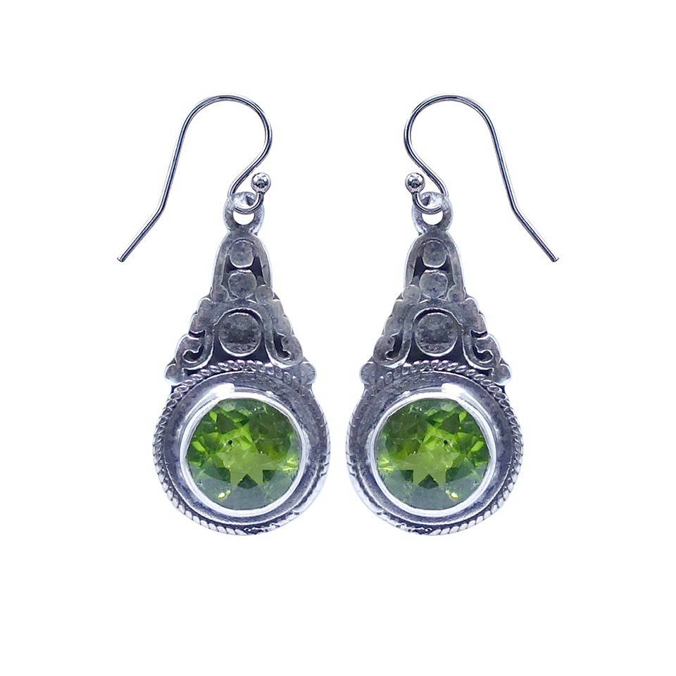 925 sterling silver peridot dangle earrings