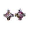 925 sterling silver stud earrings with multi-color tourmaline gemstones