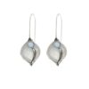 925 sterling silver leaf design dangle earrings with round blue lace agate gemstone