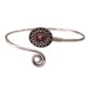 Silver cuff bracelet with oval garnet