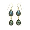 Gold-plated double drop earrings with faceted labradorite gemstones
