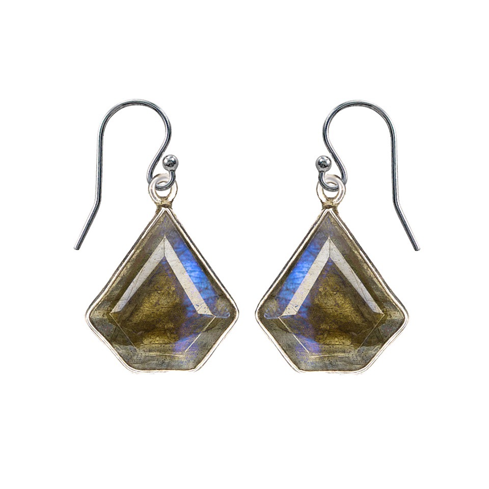 925 sterling silver kite earrings with labradorite