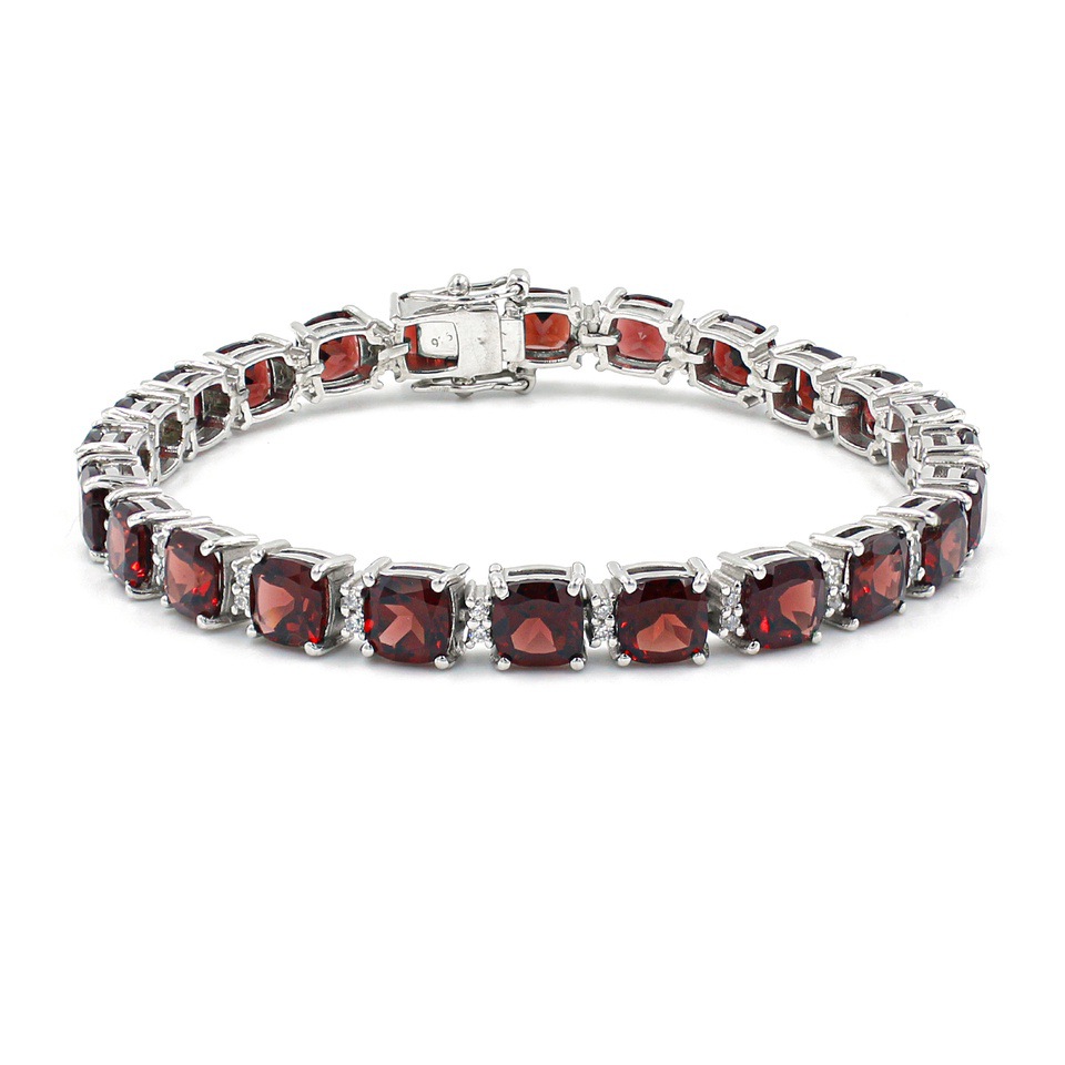 925 sterling silver tennis bracelet with garnet gemstones