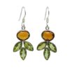 925 sterling silver dangle earrings with citrine and peridot gemstones
