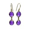 Gold-plated double oval amethyst drop earrings