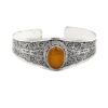 Sterling silver cuff with oval amber gemstone