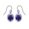 925 sterling silver oval amethyst gemstone drop earrings