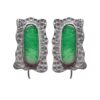 925 sterling silver hammered earrings with rectangular green gemstone inlay