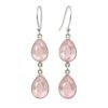 925 sterling silver double drop earrings with faceted rose quartz gemstones