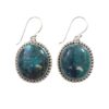 925 sterling silver oval dangle earrings with blue turquoise gemstones