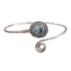 925 sterling silver swirl cuff bracelet with oval abalone shell gemstone