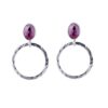 925 sterling silver pink tourmaline circle dangle earrings