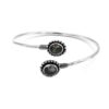 Silver cuff bracelet with dual round labradorite gemstones