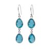 925 sterling silver double drop earrings with faceted blue topaz gemstones