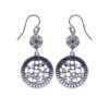 925 sterling silver peridot round filigree drop earrings