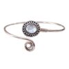 Silver cuff bracelet with oval moonstone