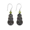 925 sterling silver triple spiral drop earrings with round peridot gemstones