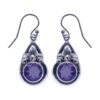 925 sterling silver floral amethyst drop earrings