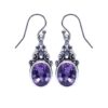 Vintage-style 925 sterling silver amethyst gemstone drop dangle earrings