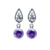 925 sterling silver amethyst drop earrings with filigree leaf design