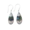 925 sterling silver teardrop earrings with abalone shell inlay and filigree design
