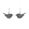 925 sterling silver bird-shaped dangle earrings with turquoise gemstone accents