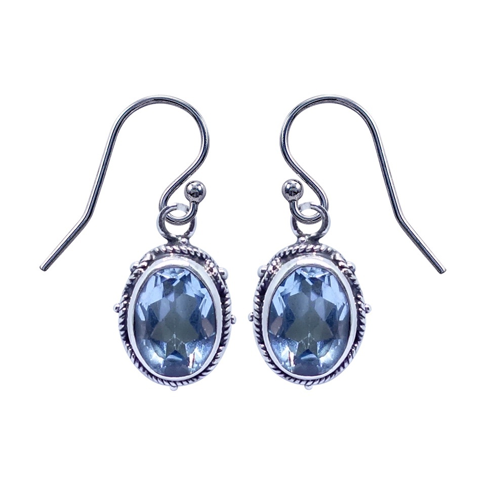 925 sterling silver blue topaz drop earrings