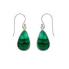 925 sterling silver teardrop dangle earrings with green malachite gemstones