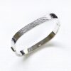 hammered 925 sterling silver hinged bangle bracelet