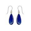 925 sterling silver teardrop earrings with polished lapis lazuli gemstone