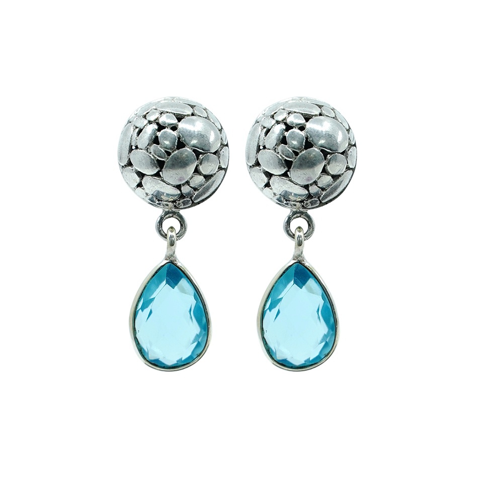 925 sterling silver blue topaz drop earrings