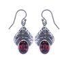 925 sterling silver dangle earrings with oval garnet gemstone
