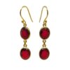 Gold-plated garnet drop earrings