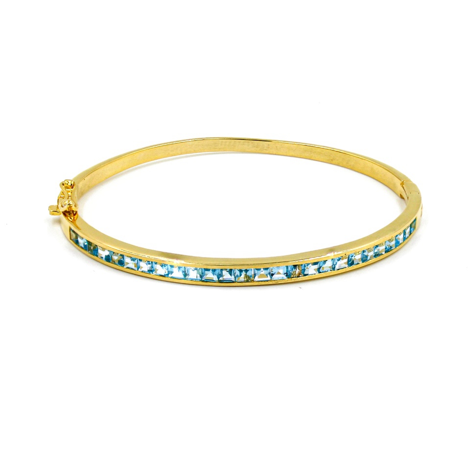 Blue topaz gold-plated bangle bracelet