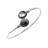 925 sterling silver cuff bracelet with oval abalone shell gemstones