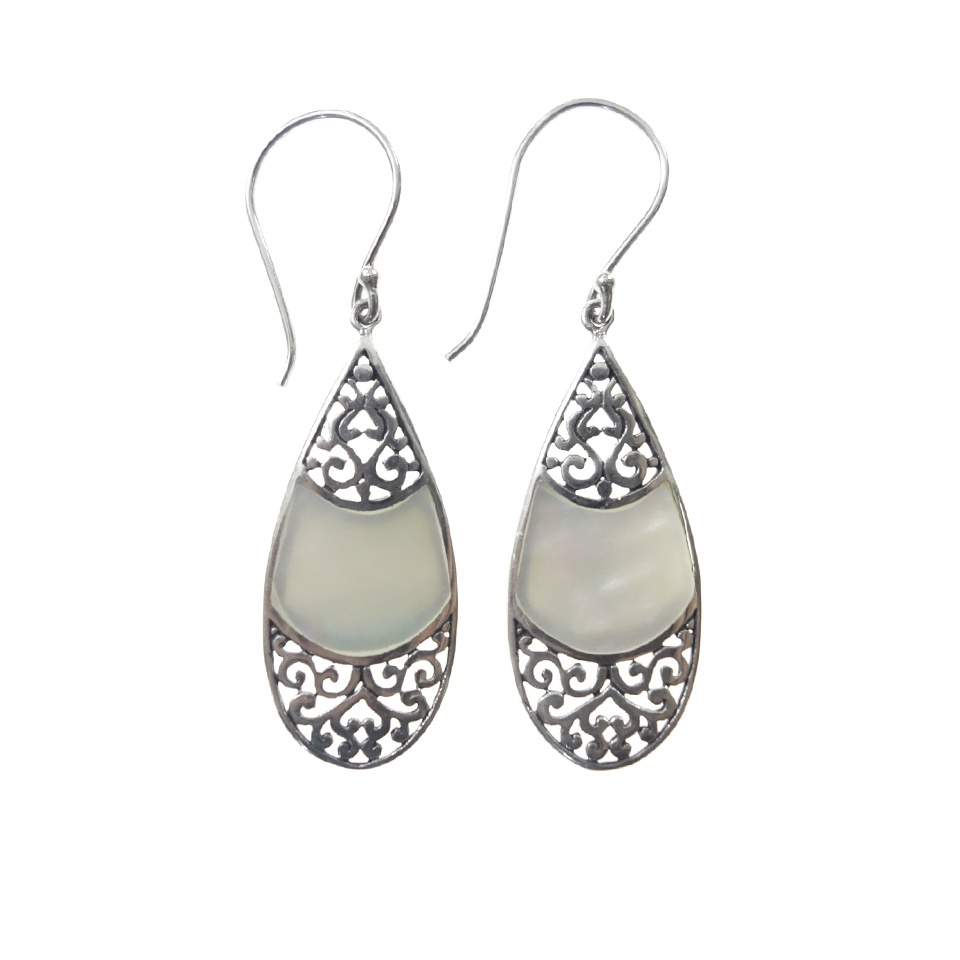 925 sterling silver teardrop earrings with mother of pearl