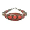 Handmade Tibetan silver bracelet with coral inlay
