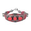 Handmade silver bracelet with red coral stones